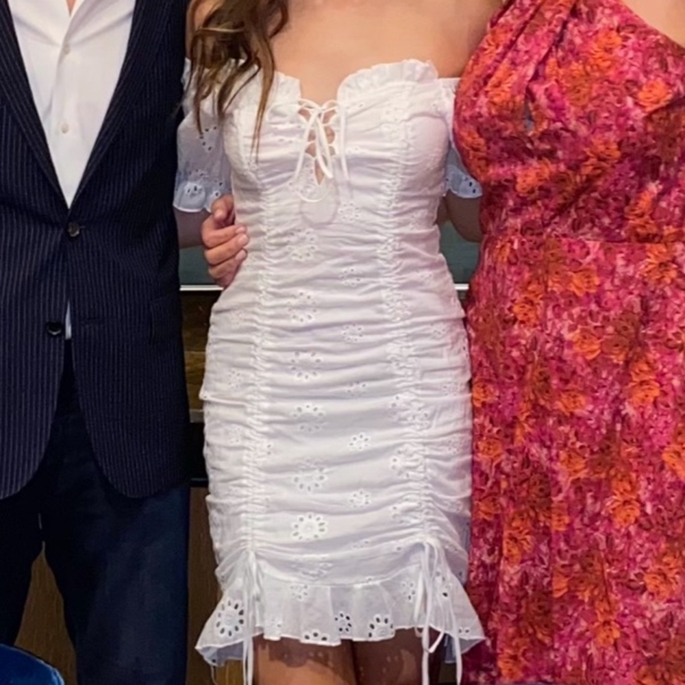 White CBR eyelet mini sundress